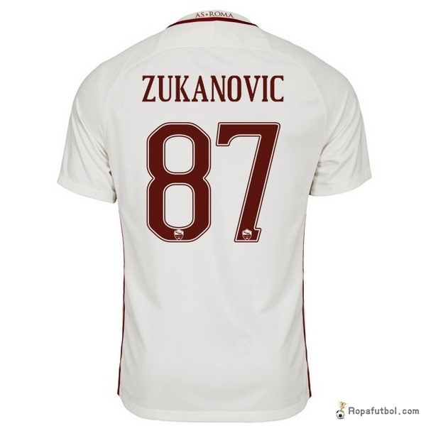 Camiseta As Roma Replica Segunda Ropa Zukanovic 2016/17 Blanco